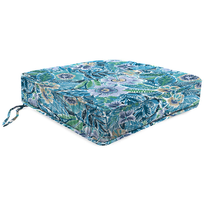 Bay Isle Home™ 22.5" Outdoor Boxed Edge Deep Seat Cushion Pensacola Bay Blue Floral Wayfair.ca
